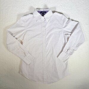 Gap Fitted Womens Button Down Purple Stripped Buisness/Office wear‎ Size 10